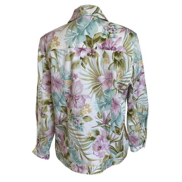 Alfred Dunner Jean Jacket Women's Size 16 White Tropical Floral Cotton Stretch - Picture 4 of 10